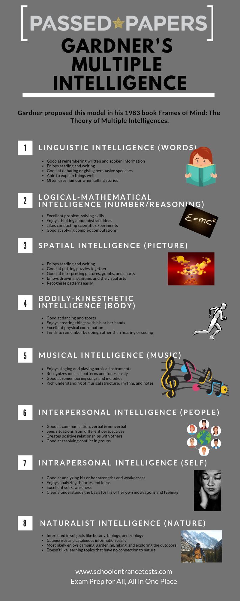 Theory of multiple intelligence infographic