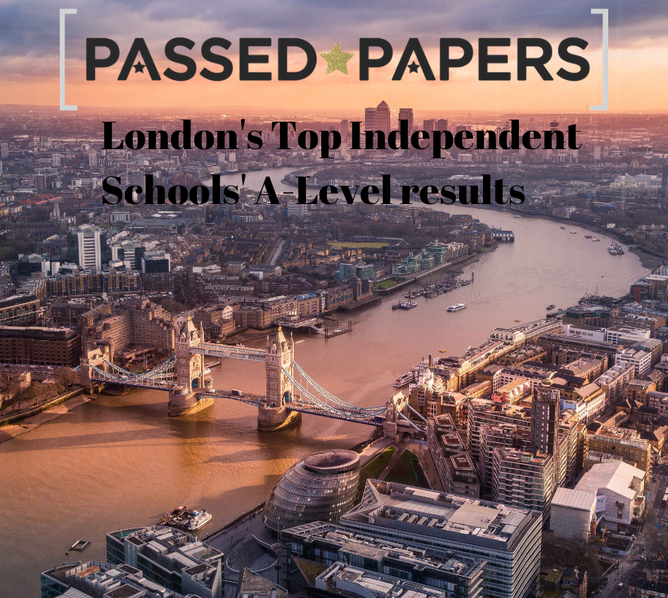 London's Top Independent Schools' A-Level results. Arial pic of London