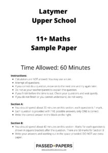 Latymer School 11+ Maths Sample Paper 1